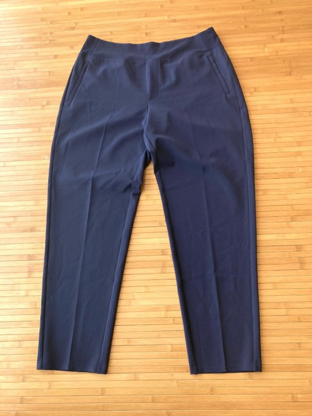 Athleta Endless High Rise Pants Tapered Ankle Womens 16 TALL Navy Blue 533636